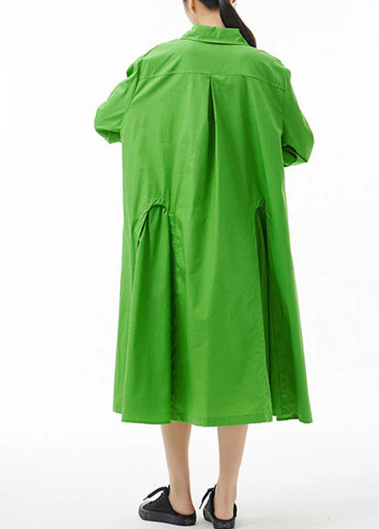 Boutique Green Peter Pan Collar button Party shirt Dress Spring - Image 5