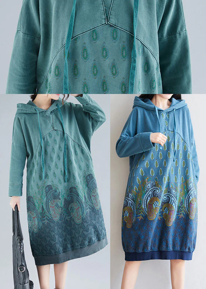 Boutique Green pockets Print Pullover Streetwear dresses Spring - Image 5
