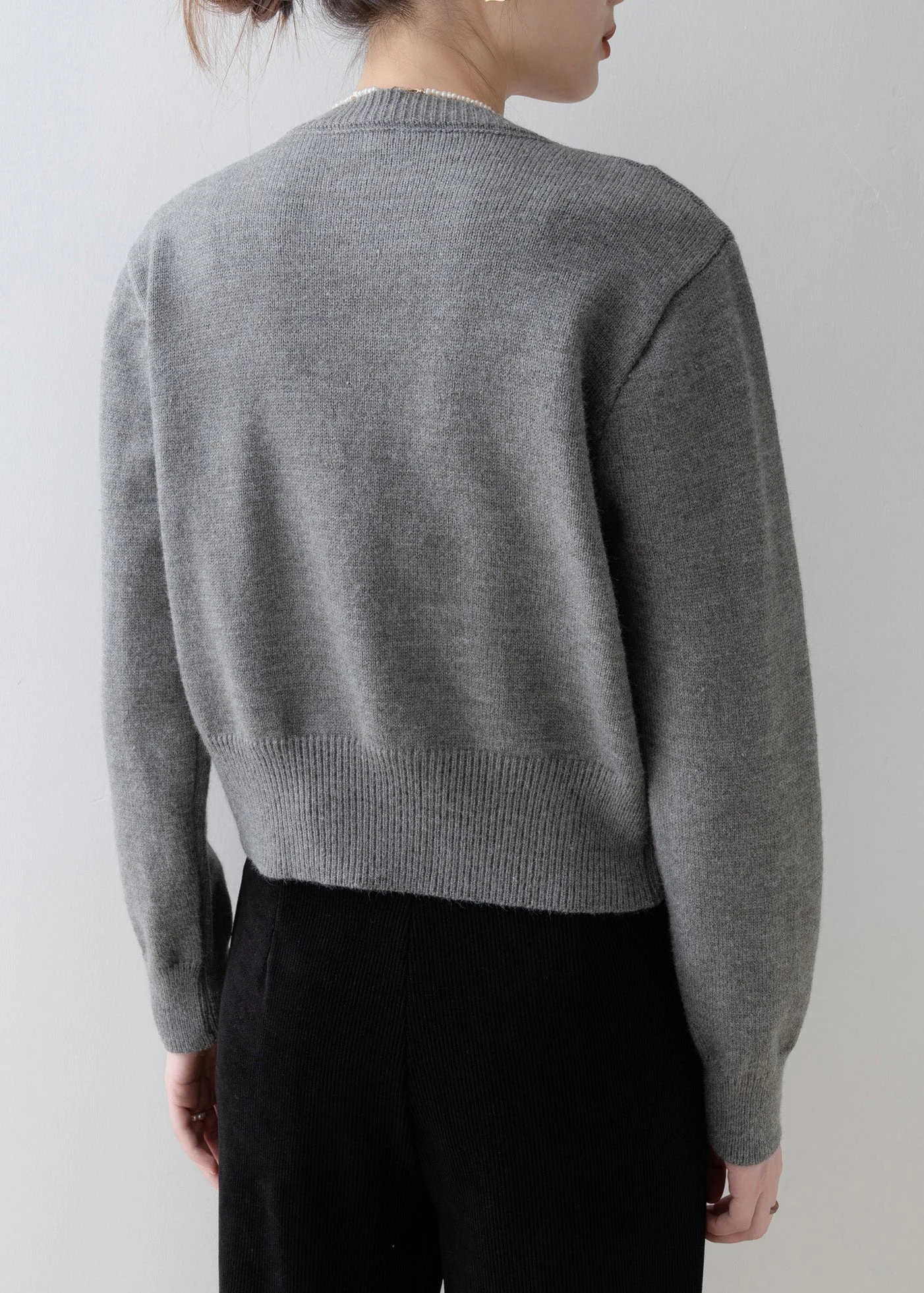 Boutique Grey O Neck Sequins Knit Cardigan Spring - Image 5