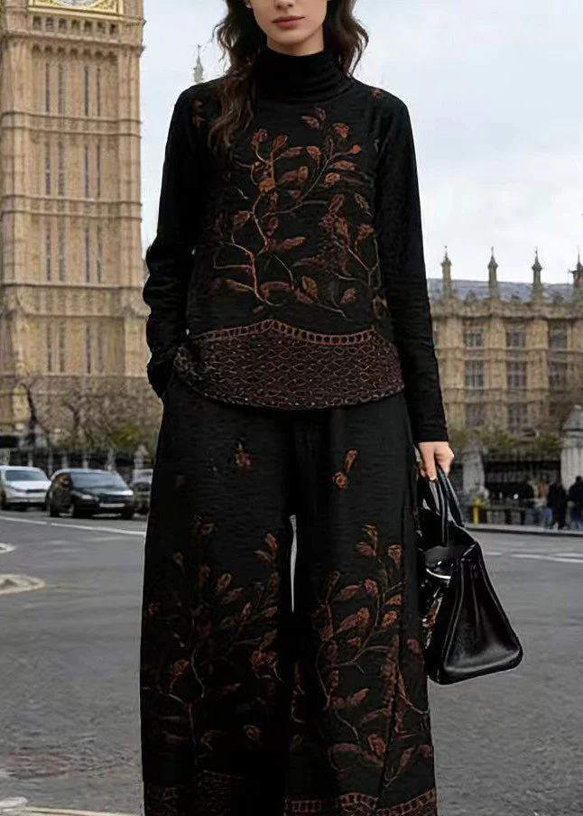 Boutique Jacquard Top And Pants Cotton Two Pieces Set Spring - Image 2