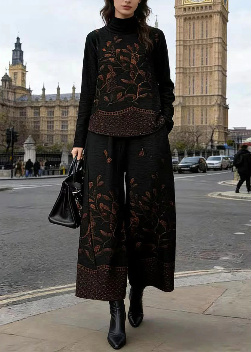 Boutique Jacquard Top And Pants Cotton Two Pieces Set Spring - Image 3