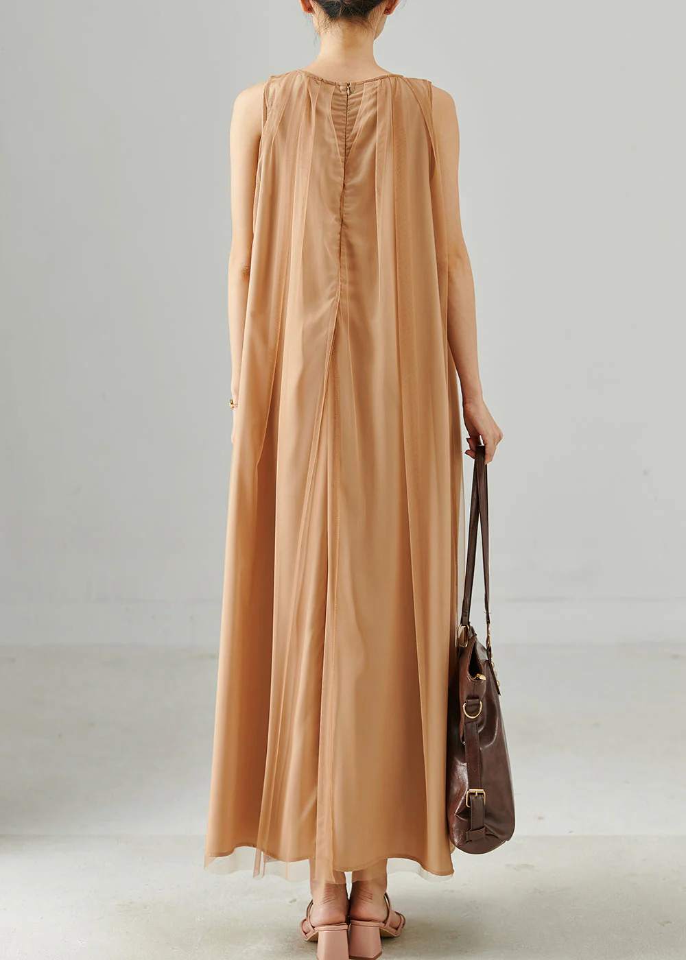 Boutique Khaki Oversized Tulle Long Dresses Summer - Image 4