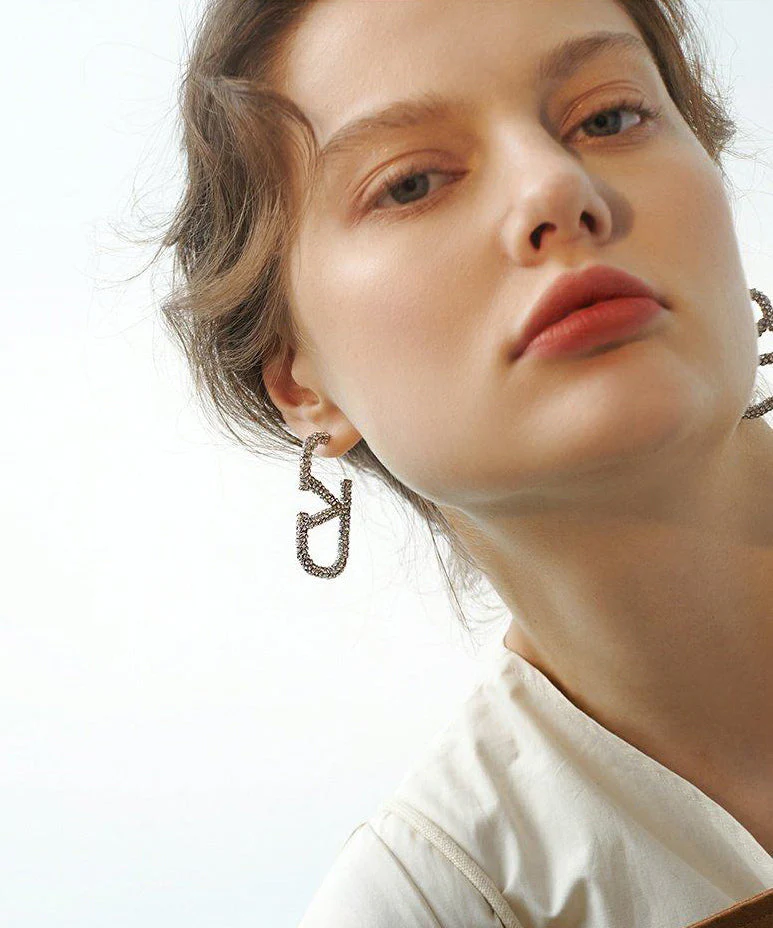 Boutique Letter Sparkling Zircon Drop Earrings - Image 2