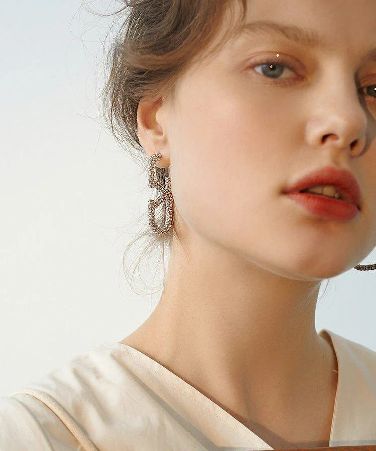 Boutique Letter Sparkling Zircon Drop Earrings - Image 3
