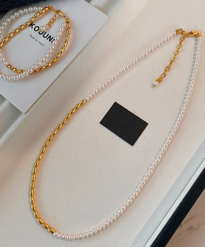 Boutique Luxury Colorblock Pearl Gilding Necklace - Image 2
