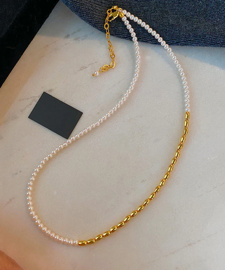 Boutique Luxury Colorblock Pearl Gilding Necklace - Image 3