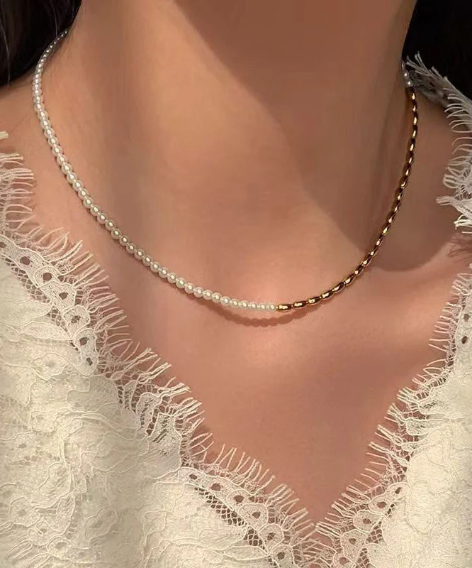Boutique Luxury Colorblock Pearl Gilding Necklace - Image 4