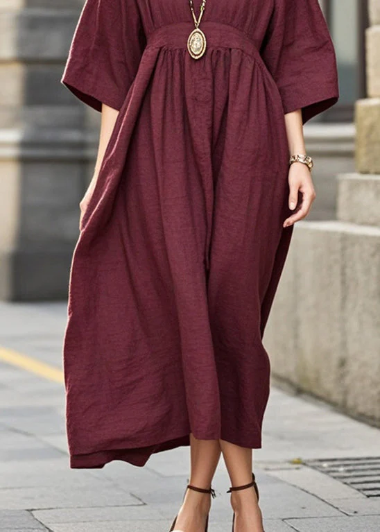 Boutique Mulberry Oversized Cotton Maxi Dresses Bracelet Sleeve - Image 4