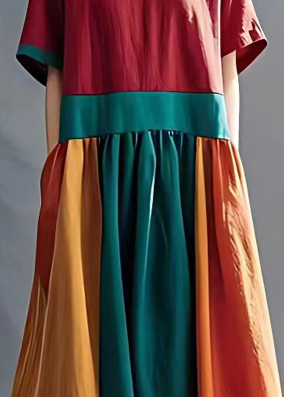 Boutique Mulberry V Neck Patchwork Cotton Holiday Dress Summer - Image 4