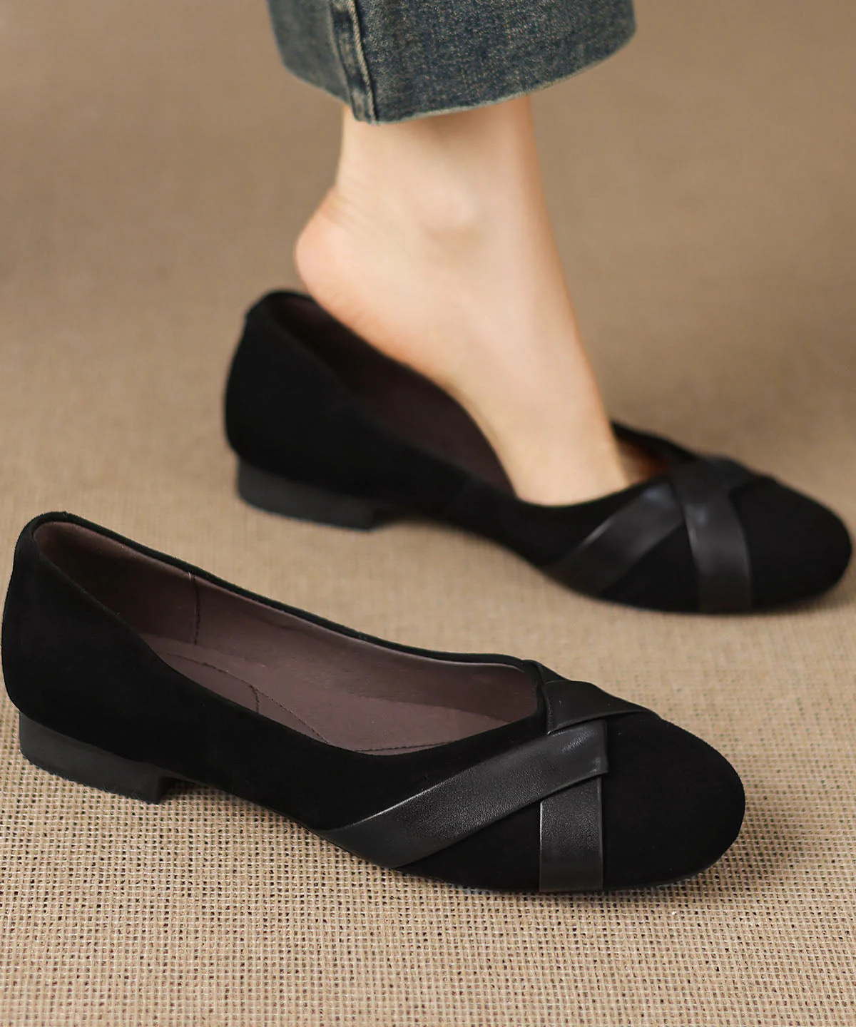 Boutique Navy Suede Splicing Comfy Penny Loafers - Image 4