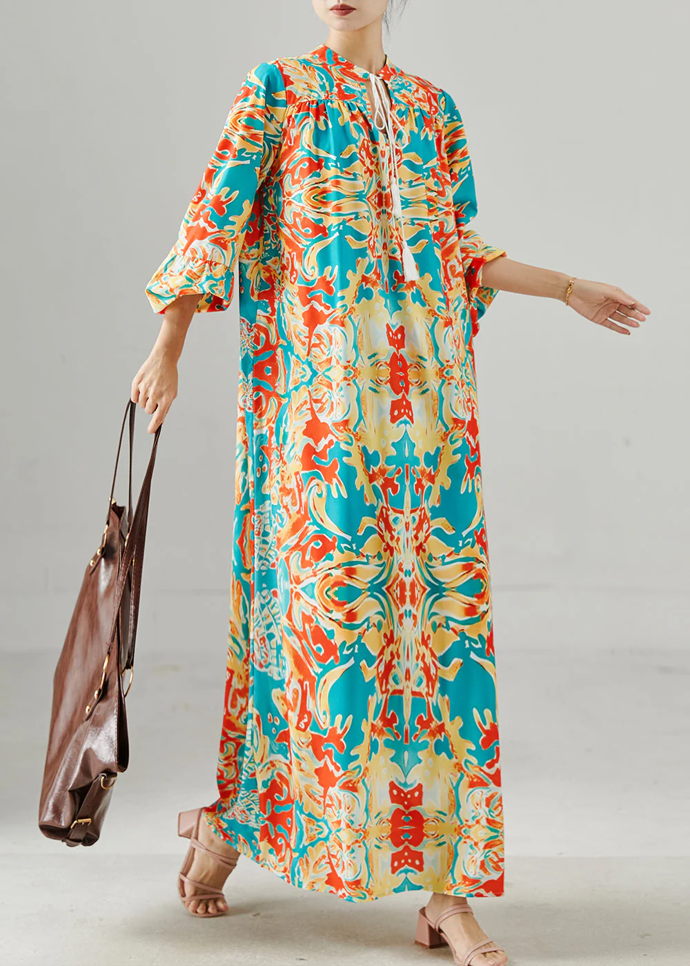 Boutique Oversized Print Chiffon Vacation Dresses Fall - Image 2