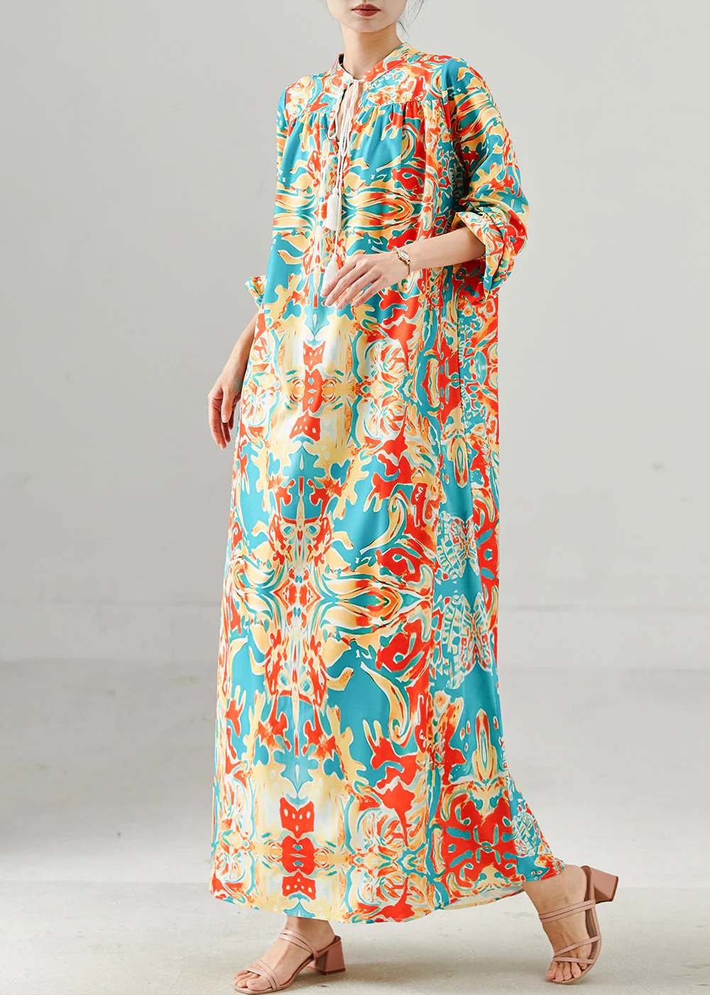 Boutique Oversized Print Chiffon Vacation Dresses Fall - Image 3