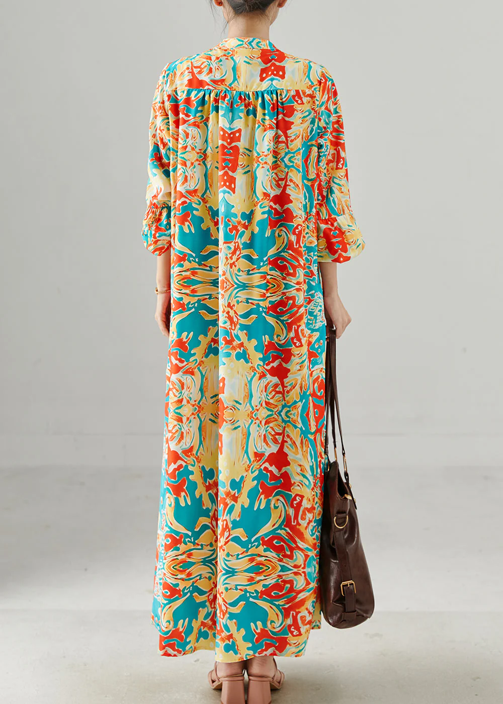 Boutique Oversized Print Chiffon Vacation Dresses Fall - Image 4