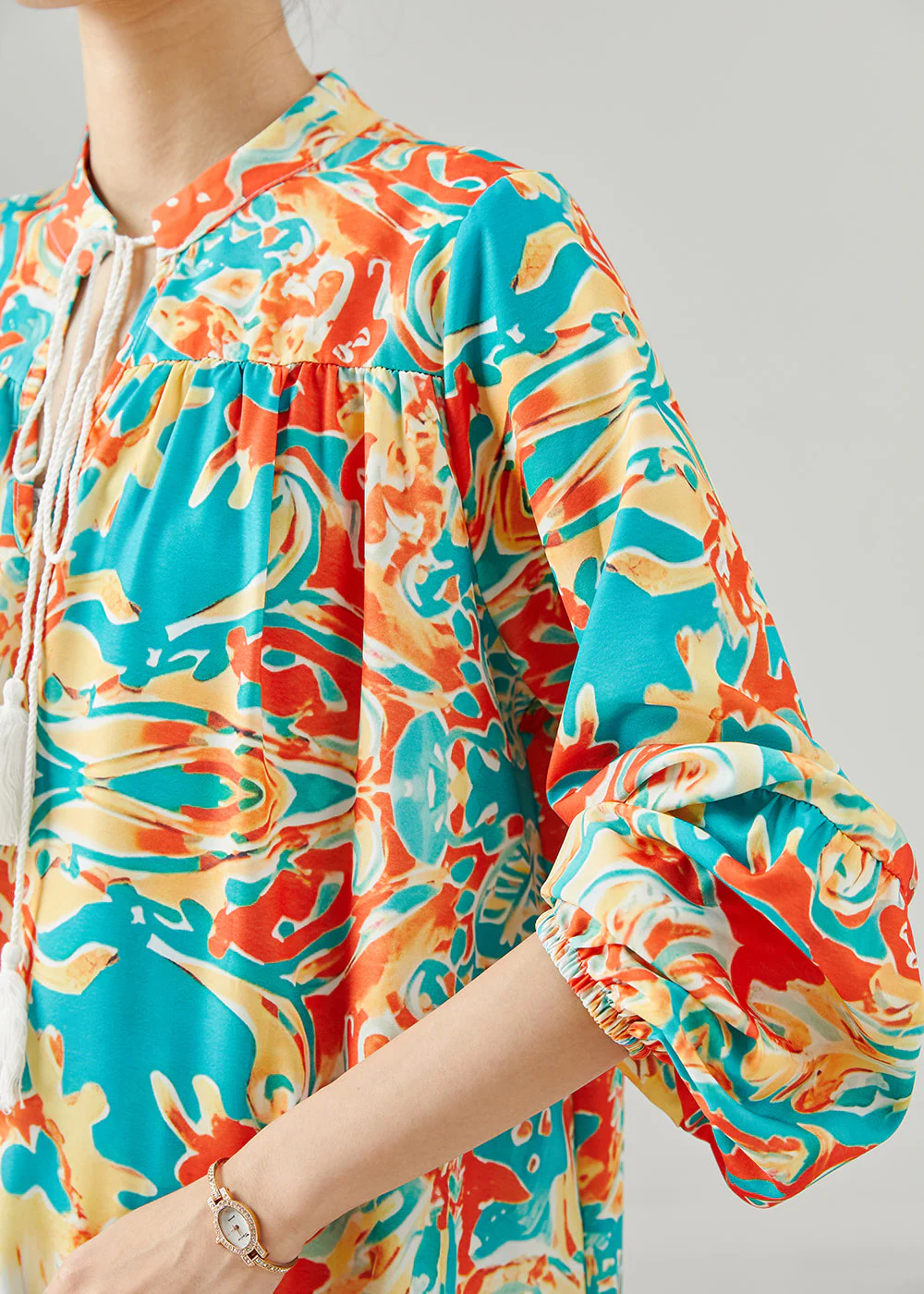 Boutique Oversized Print Chiffon Vacation Dresses Fall - Image 5