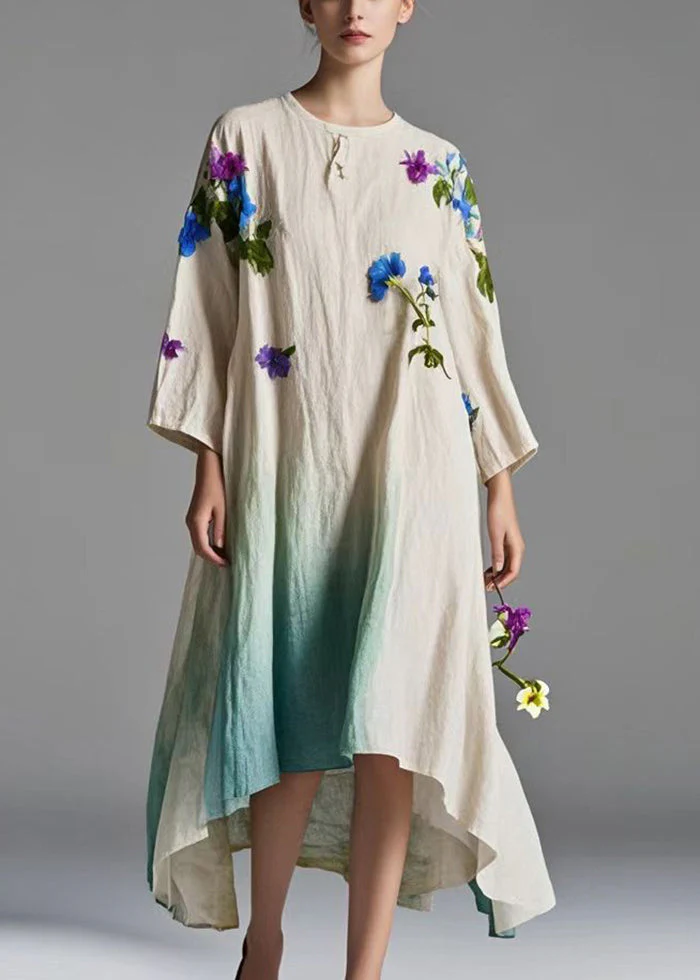 Boutique Oversized Tie Dye Cotton Long Dresses Spring - Image 3