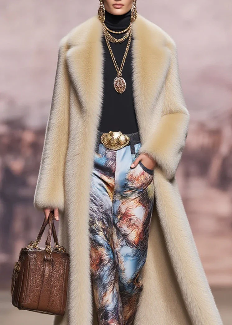 Boutique Peter Pan Collar Pockets Faux Fur Trench Winter - Image 2