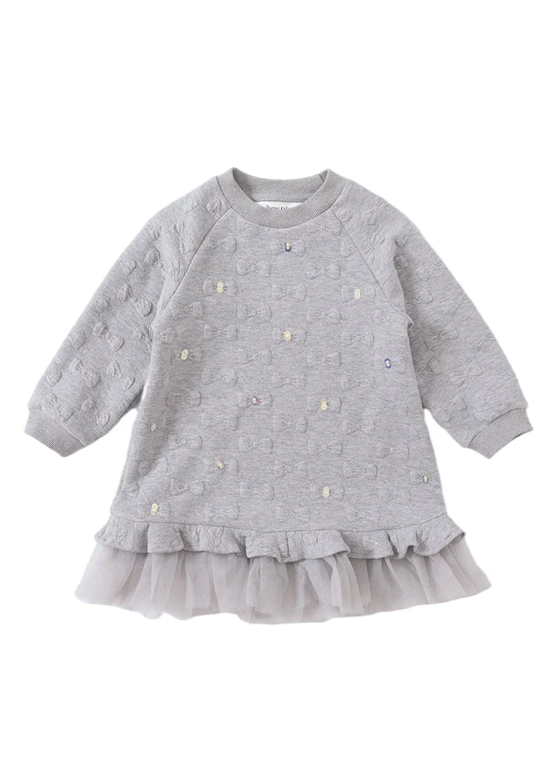 Boutique Pink O Neck Ruffled Tulle Patchwork Cotton Baby Girls Dress Fall - Image 5