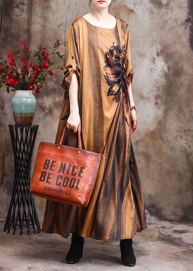 Boutique Print Cinched Silk asymmetrical design Dress Summer - Image 2