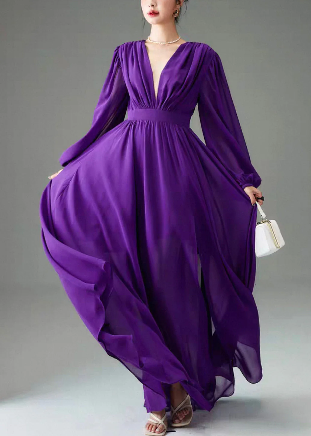 Boutique Purple Backless Side Open Maxi Dresses Fall - Image 2