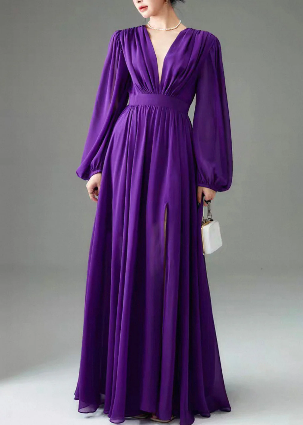 Boutique Purple Backless Side Open Maxi Dresses Fall - Image 3