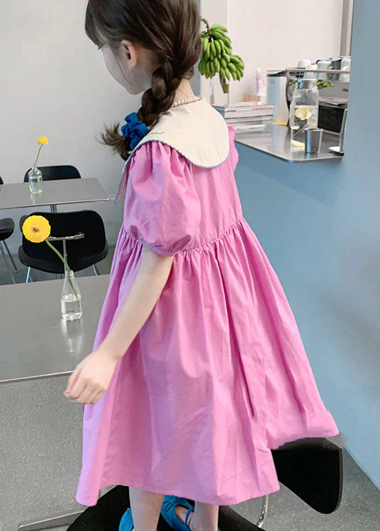 Boutique Purple Embroideried Patchwork Cotton Kids Girls Dress Summer - Image 5