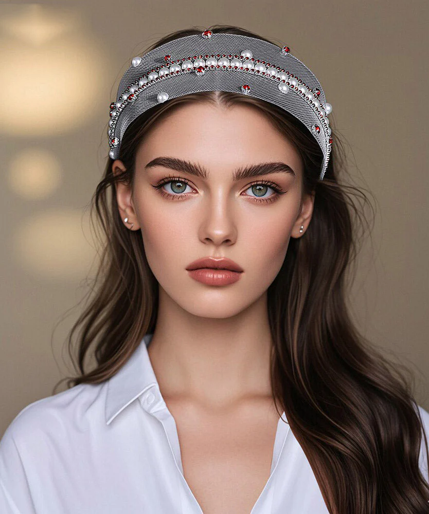 Boutique Red Acrylic Zircon Hollow Out HairPiece