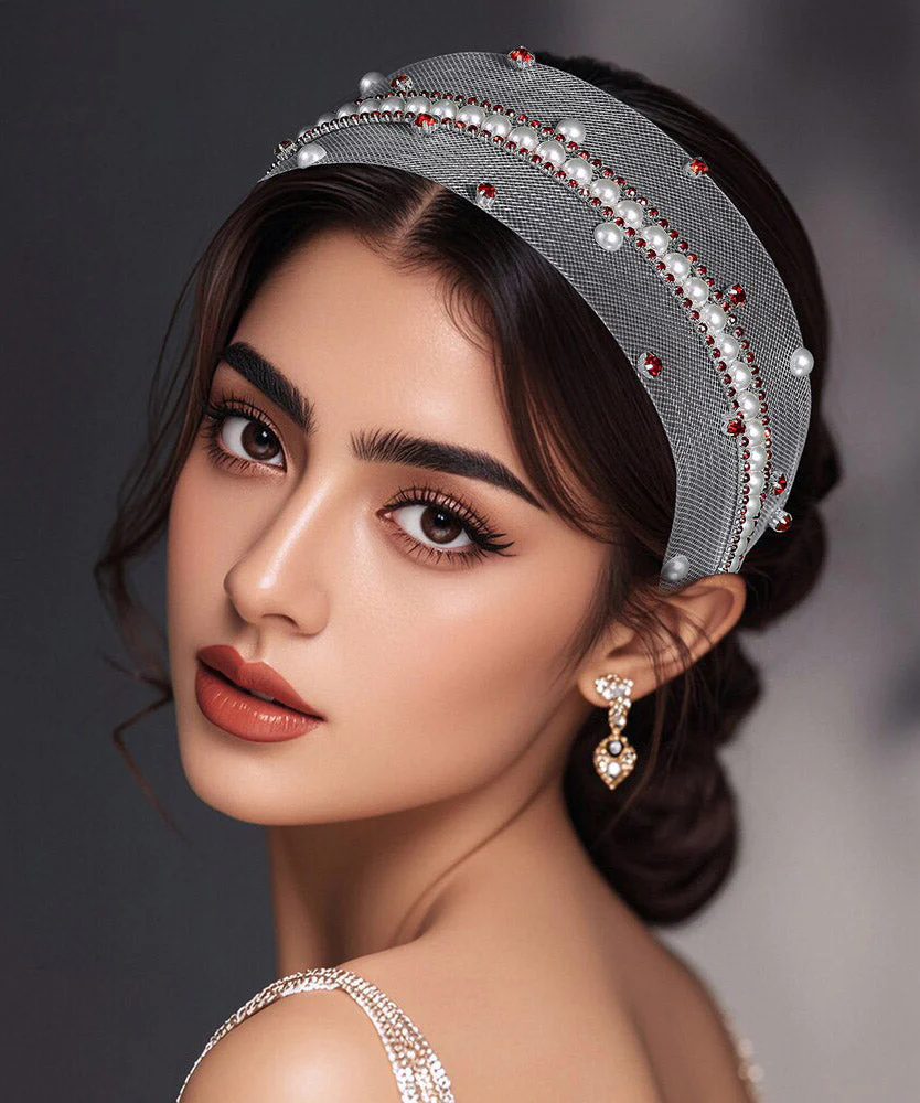 Boutique Red Acrylic Zircon Hollow Out HairPiece - Image 4