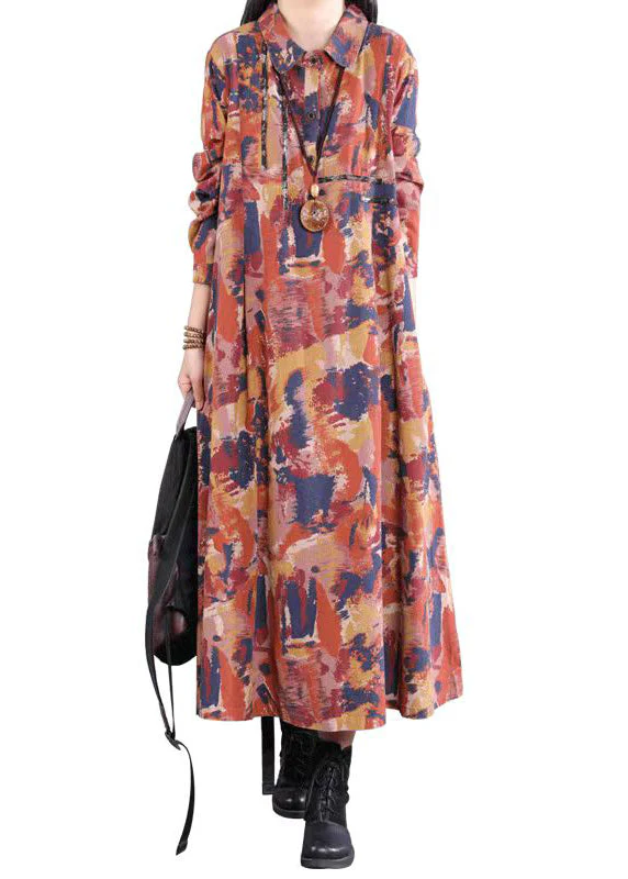 Boutique Red Peter Pan Collar Patchwork Cotton Shirts Dresses Fall - Image 5