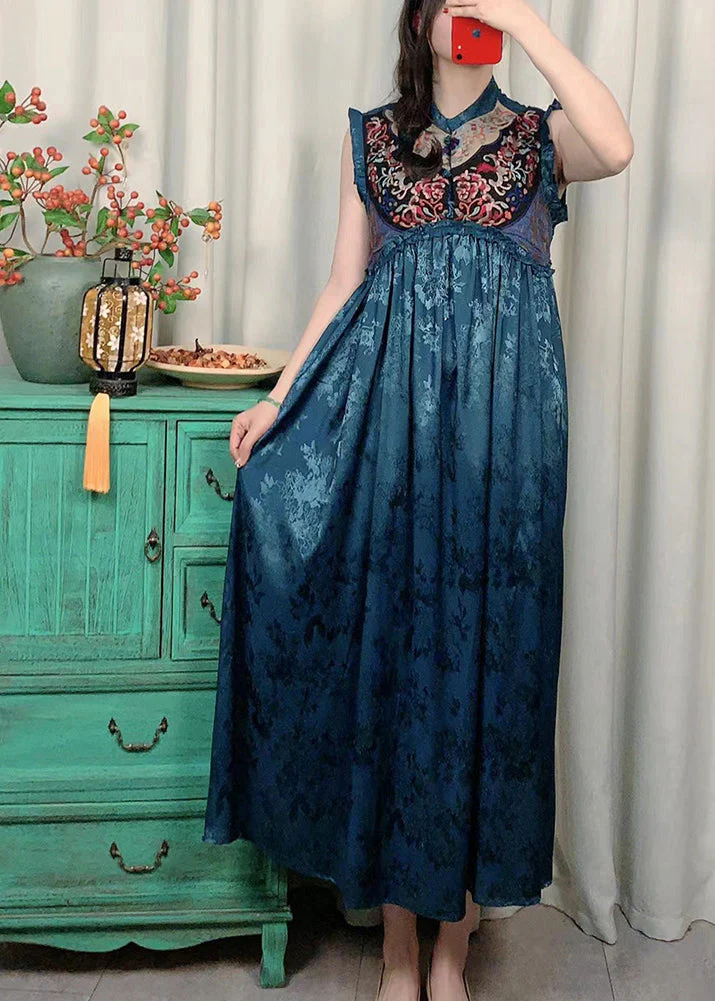 Boutique Red Ruffled Patchwork Embroideried Jacquard Dresses Sleeveless - Image 2