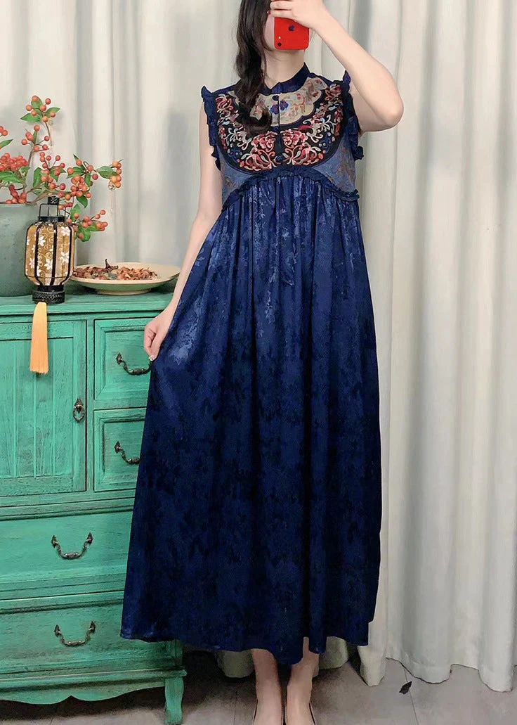 Boutique Red Ruffled Patchwork Embroideried Jacquard Dresses Sleeveless - Image 3