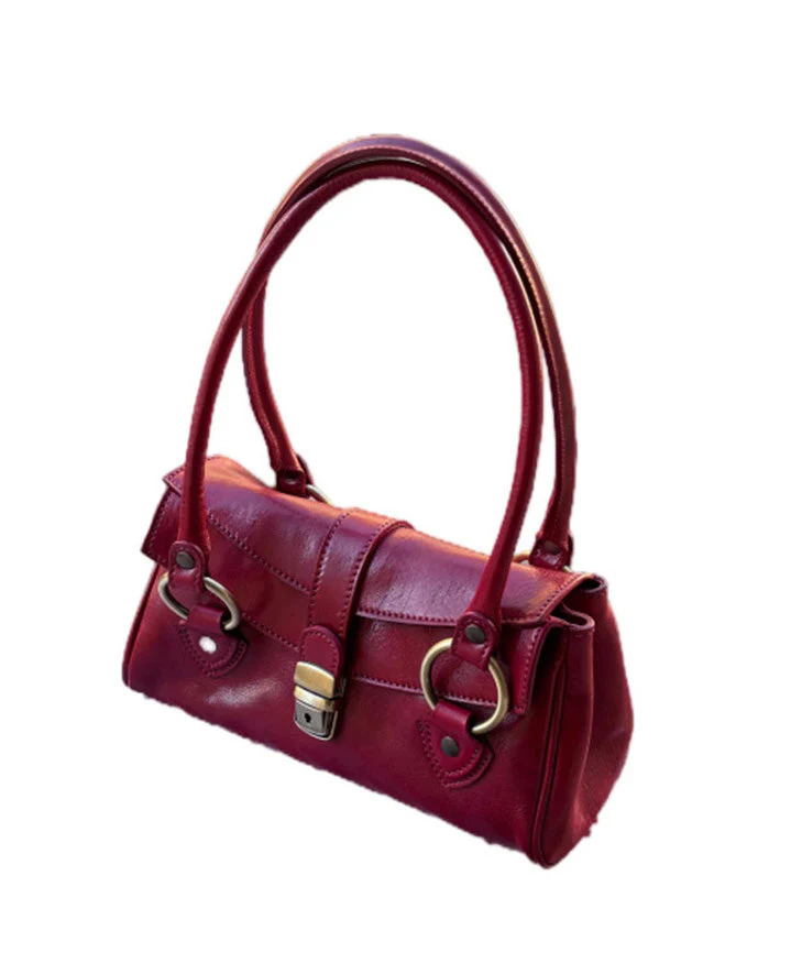 Boutique Red Solid Durable Calf Leather Hobo Bag - Image 5