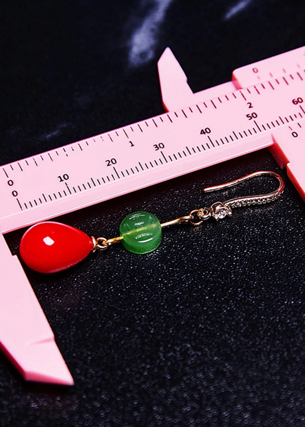 Boutique Red Water Droplet Coral Fine Jade Drop Earrings - Image 5