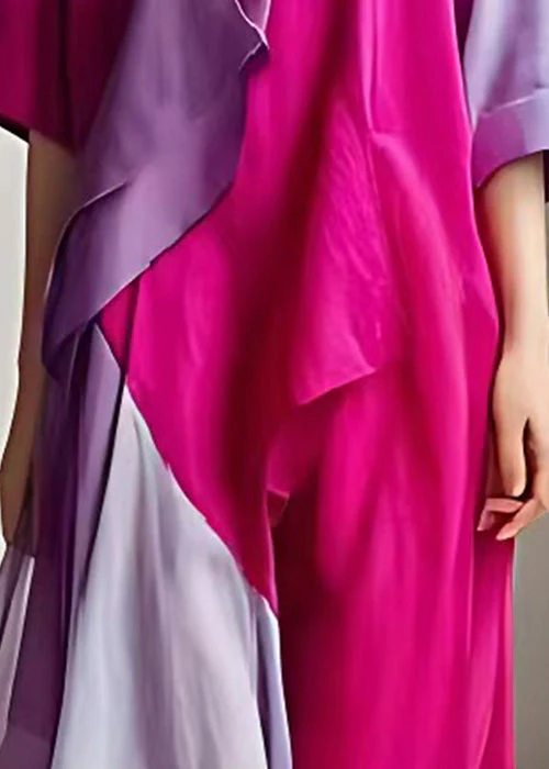Boutique Rose Asymmetrical Patchwork Cotton Long Dresses Summer - Image 4