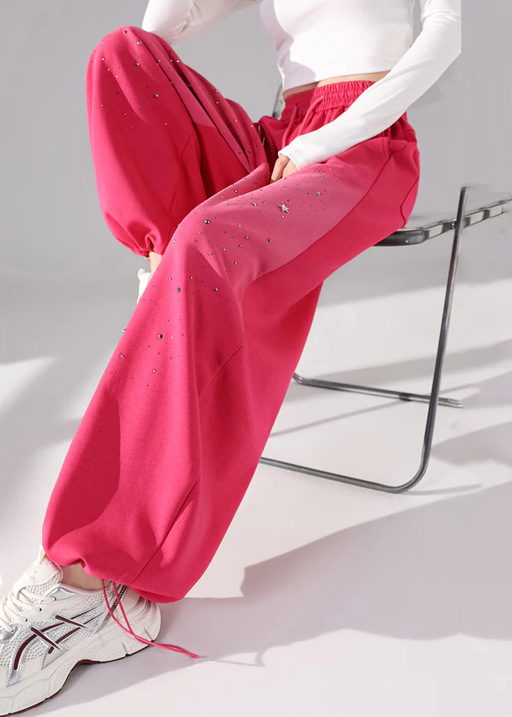 Boutique Rose Tie Waist Draping Wide Leg Pants Fall - Image 3