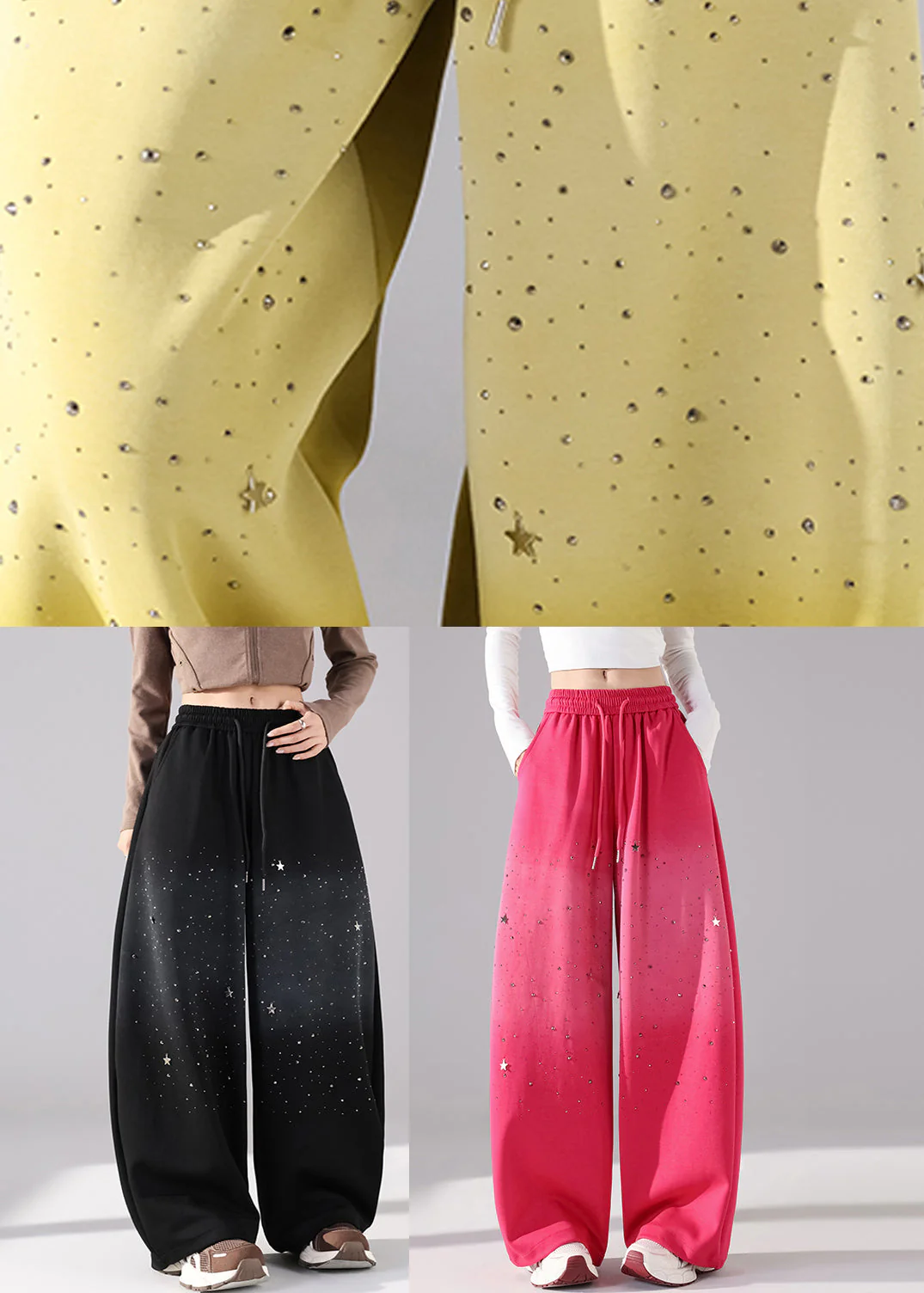 Boutique Rose Tie Waist Draping Wide Leg Pants Fall - Image 5
