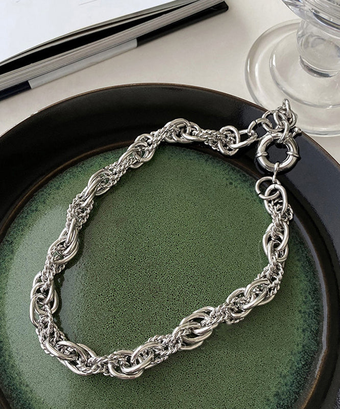 Boutique Silk Metal Chain Lariat Necklace - Image 2