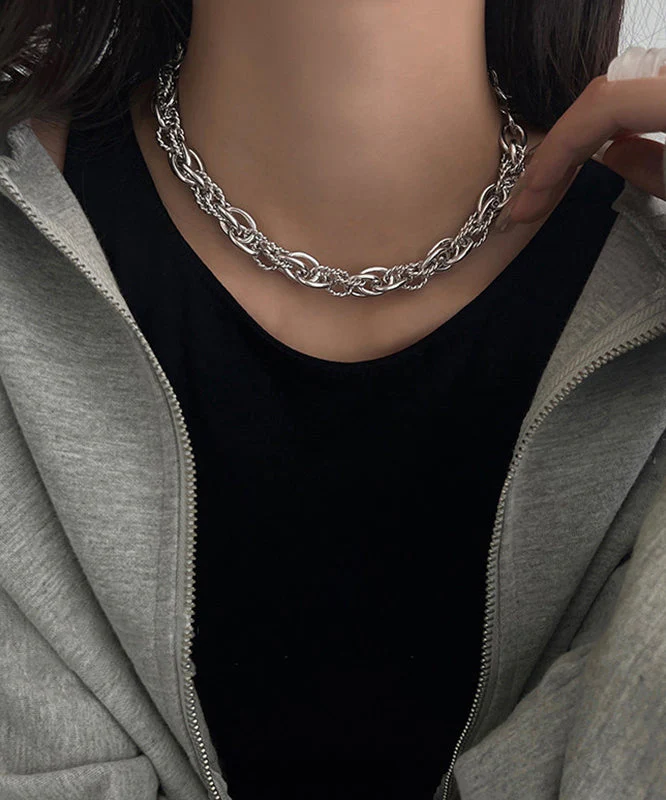 Boutique Silk Metal Chain Lariat Necklace - Image 3