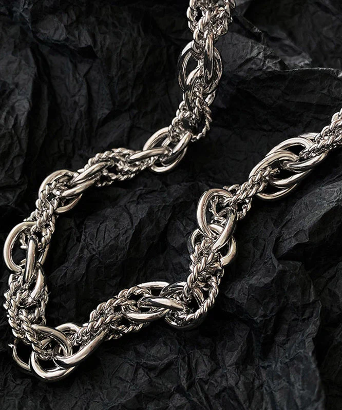 Boutique Silk Metal Chain Lariat Necklace - Image 4