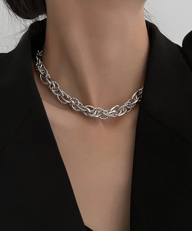 Boutique Silk Metal Chain Lariat Necklace - Image 5