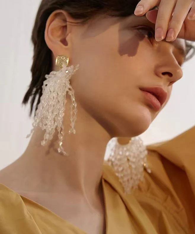 Boutique Tassel Crystal Zircon Stud Earrings - Image 3