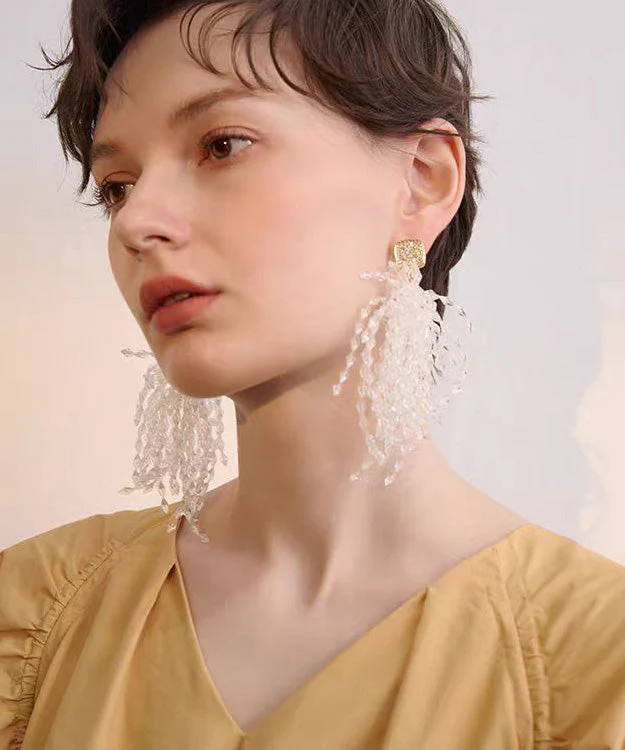 Boutique Tassel Crystal Zircon Stud Earrings - Image 4
