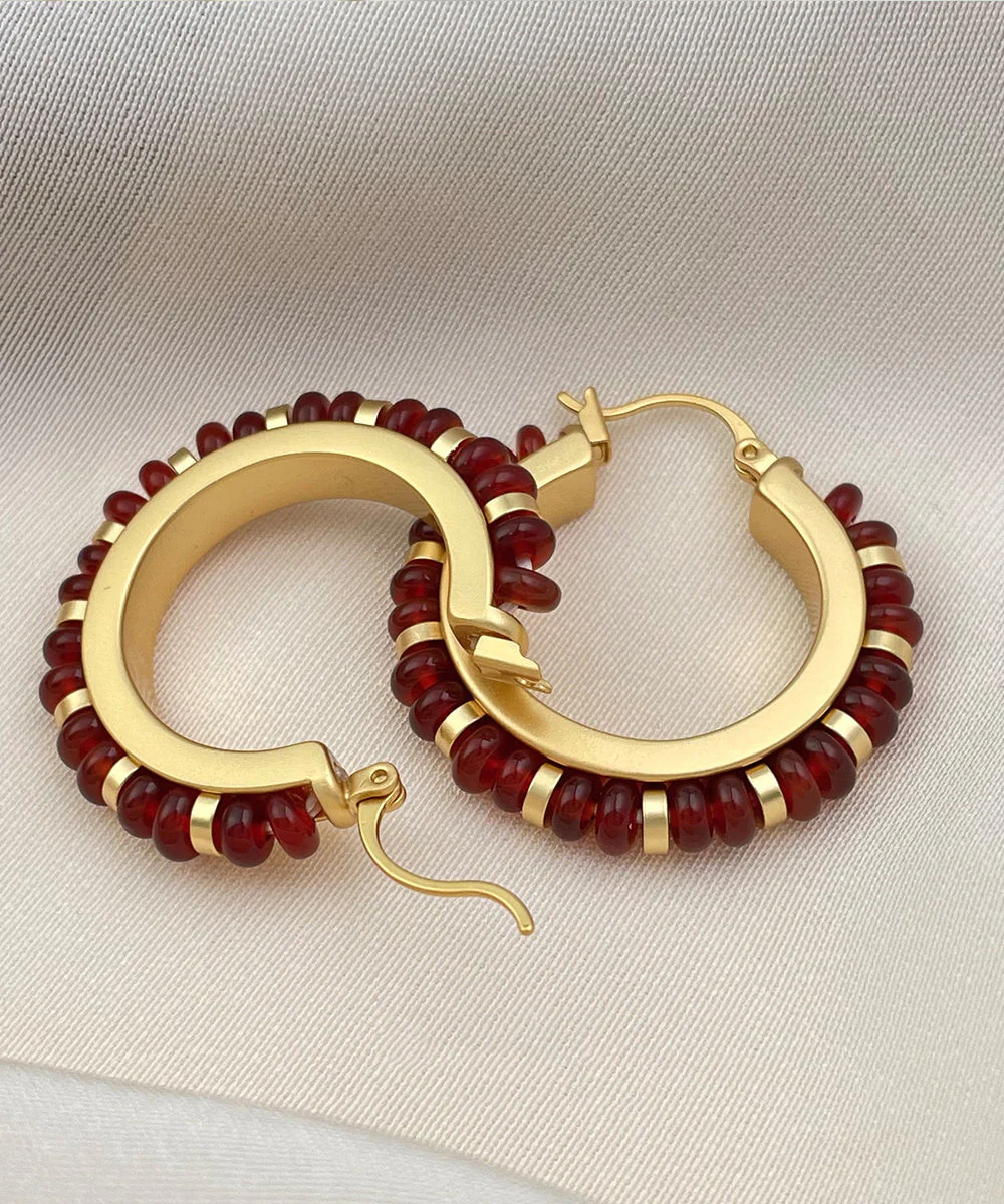 Boutique Turquoise High Quality Metal Hoop Earrings - Image 3