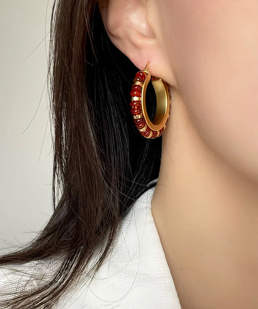 Boutique Turquoise High Quality Metal Hoop Earrings - Image 4
