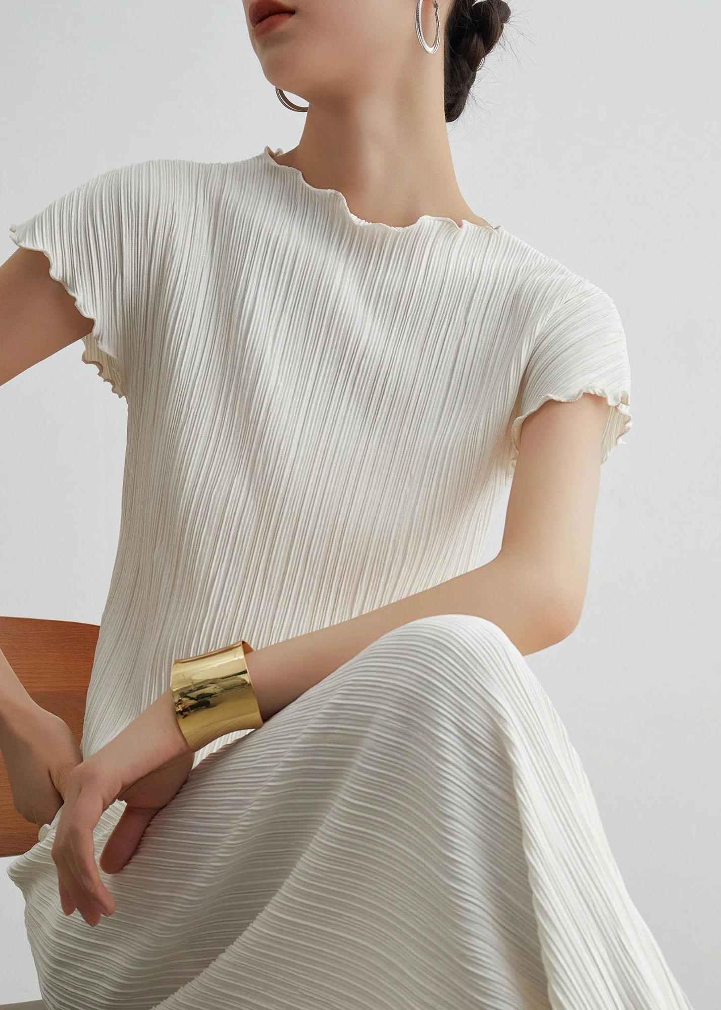 Boutique White Wrinkled T Shirt Pants Cotton Two Pieces Set Summer - Image 5