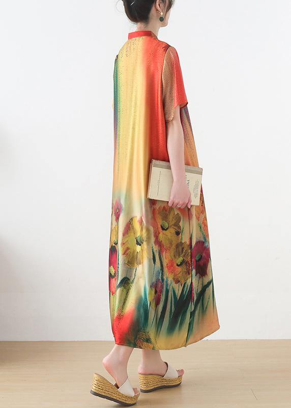 Boutique Yellow Print Loose Maxi Summer Chiffon Dress - Image 4