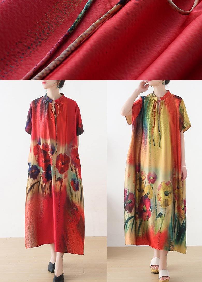 Boutique Yellow Print Loose Maxi Summer Chiffon Dress - Image 5