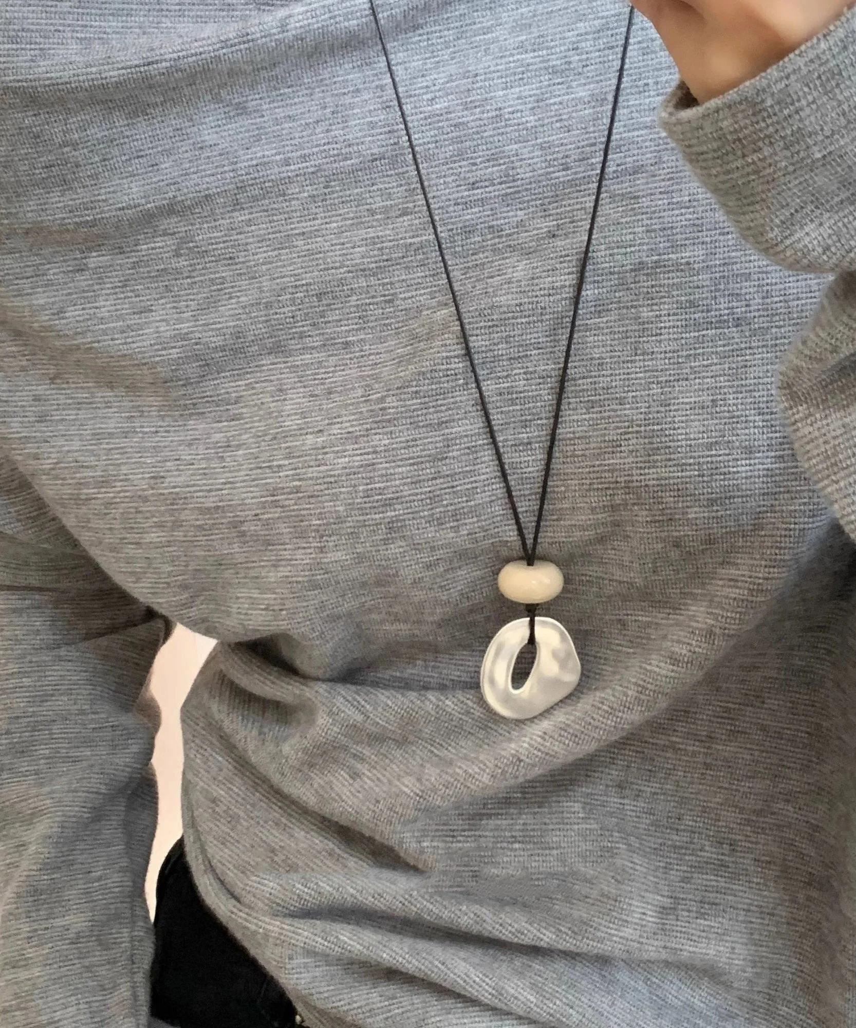 Brief Black Weave Asymmetrical Adjustable Pendant Necklace - Image 5