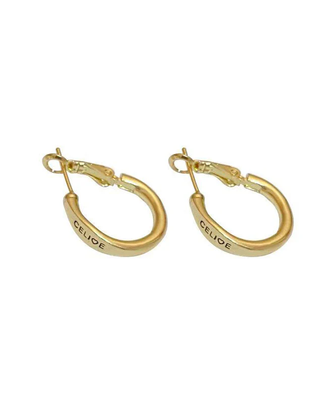 Brief Gold Copper Alloy Graphic Hoop Earrings - Image 5
