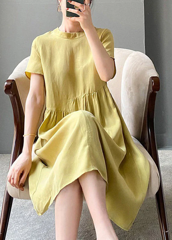 Brief Grey polka dots O-Neck Patchwork cotton blend Dress Short Sleeve - Image 5