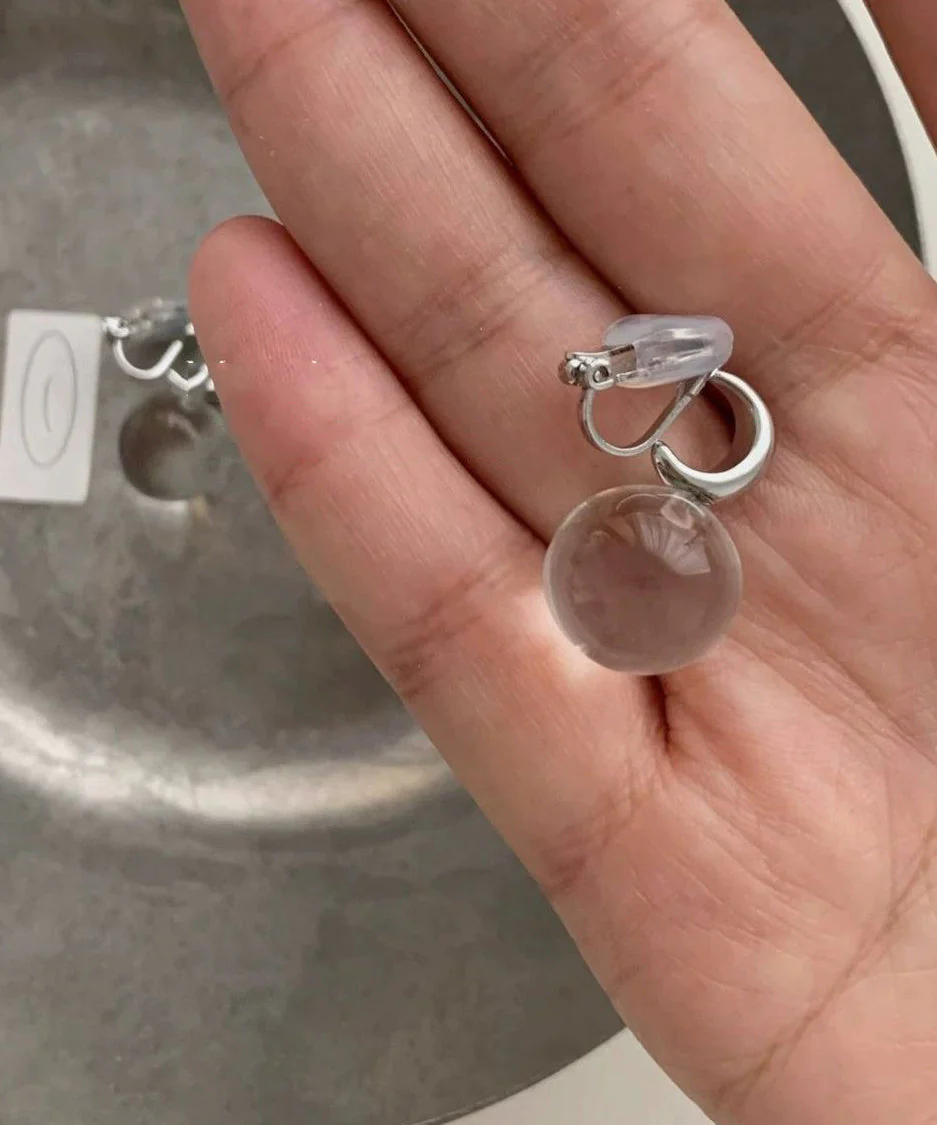 Brief Nude Stainless Steel Crystal Hoop Earrings - Image 4